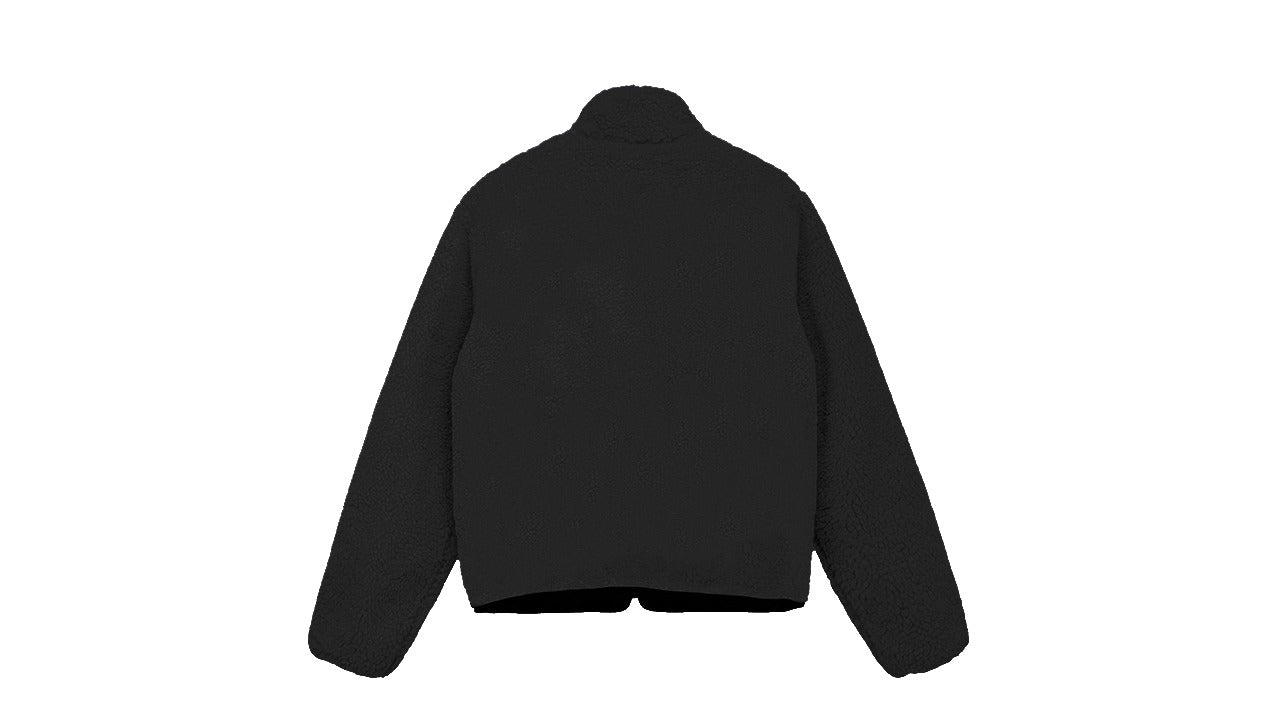 Black Sherpa Quilted Pullover.