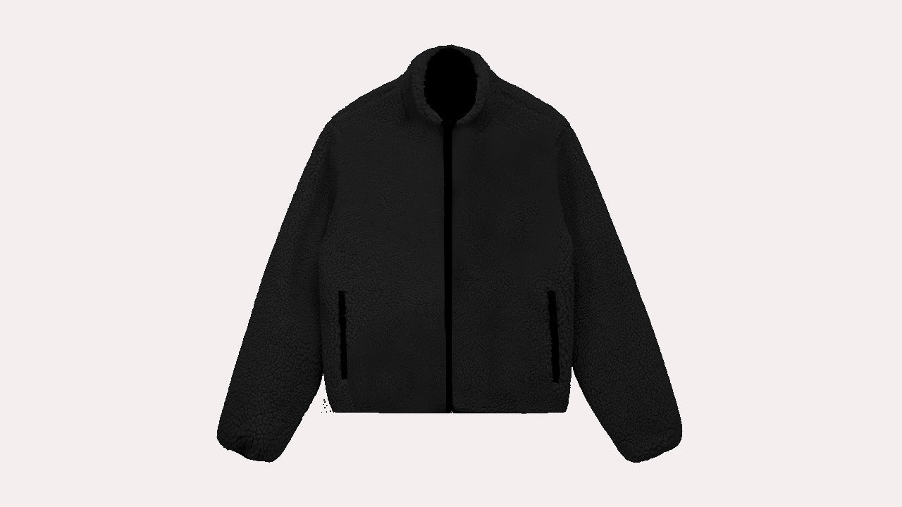 Black Sherpa Quilted Pullover.