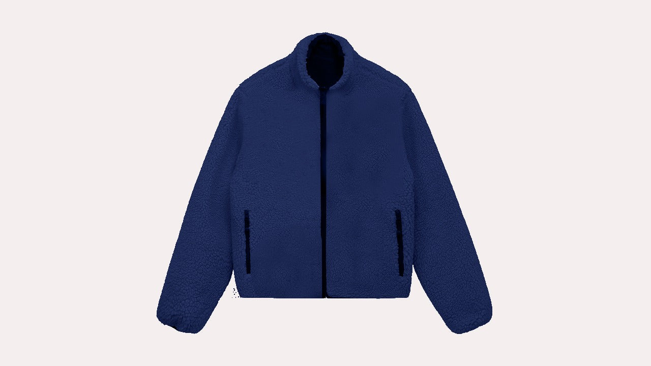 Blue Sherpa Quilted Pullover.