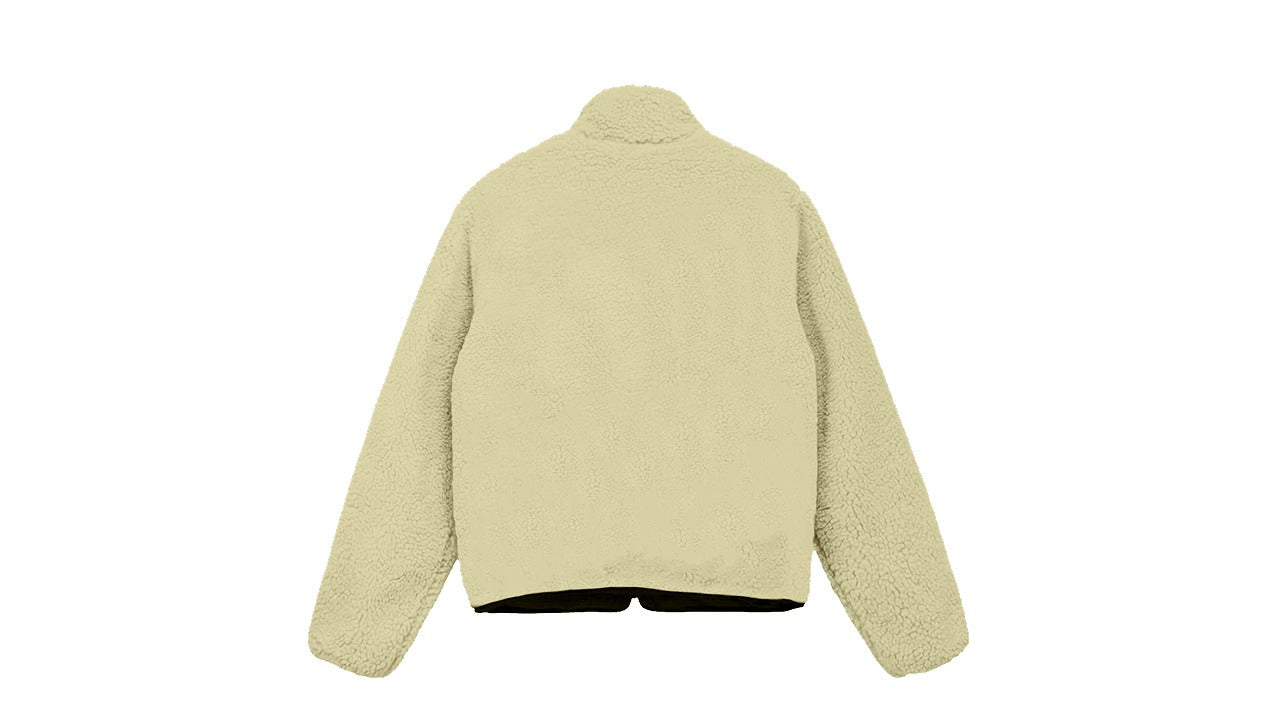 Beige Sherpa Quilted Pullover.